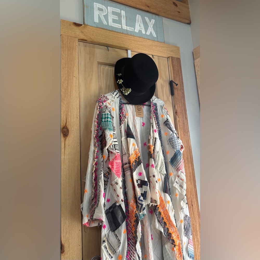 🆕 A Rare Bird Patchwork Multicolor Open Front Cardigan OS - Picture 5 of 16